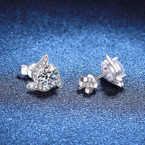 Orecchini a Bottone in Argento Sterling 925 Moissanite per Donna Elegante Vortice Rotante Strass Intarsiato Gioielli Regalo