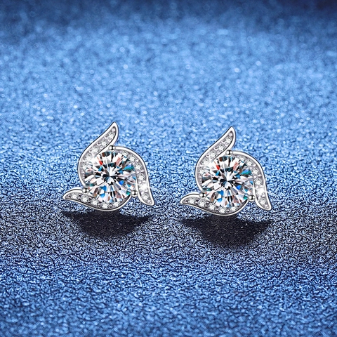 Orecchini a Bottone in Argento Sterling 925 Moissanite per Donna Elegante Vortice Rotante Strass Intarsiato Gioielli Regalo