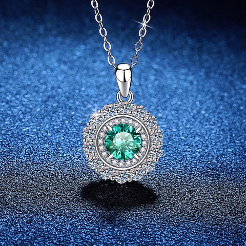 Luxury 925 Sterling Silver Moissanite Necklace Sun Flower Halo Pendant D Color Round Cut Inlaid Sparkling Jewelry For Women Gift