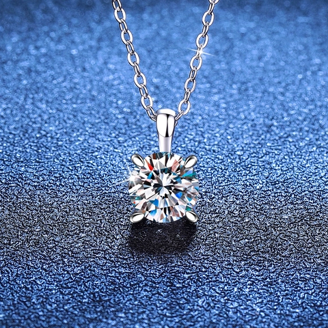 S925 Sterlingsilber Moissanit Anhänger Halskette Für Damen Rundschliff Lab Diamant Schlüsselbein Kette Solitär Hochzeit Schmuck Geschenk