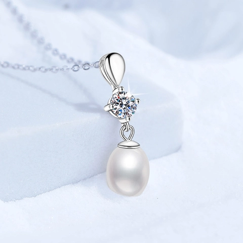 Luxuriöse S925 Sterlingsilber Moissanit Halskette Mit Echter Süßwasserperle Anhänger Elegante Schmuck Für Damen Geburtstagsgeschenk