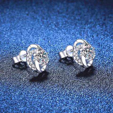 925 Sterling Silver Moissanite Clover Stud Earrings For Women Elegant Spiral Flower Rhinestone Inlaid Fashion Jewelry