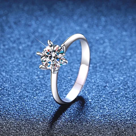 925 Sterling Silber Moissanit Strass Ring Für Damen Lotus Sechs-Krallen-Fassung Verlobung Hochzeit Schmuck Geschenk