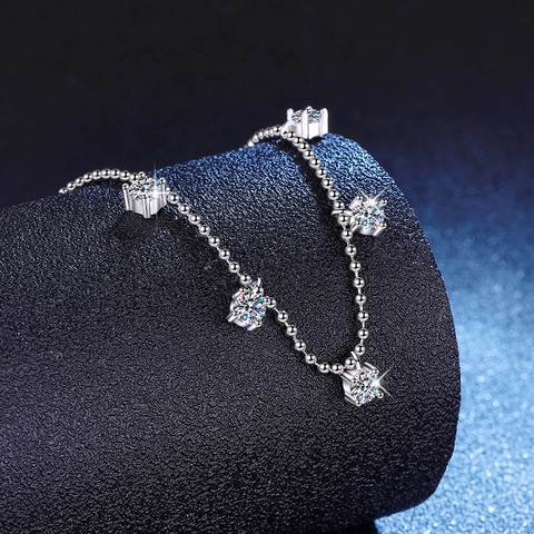 925 Sterling Silver Moissanite Necklace For Women Elegant D Color Inlaid Round Clavicle Chain Jewelry Gift