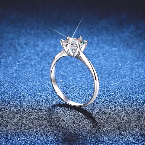 925 Sterling Silber Moissanit Strass Ring Für Damen Lotus Sechs-Krallen-Fassung Verlobung Hochzeit Schmuck Geschenk