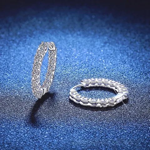 925 Sterlingsilber Moissanit Hoop Ohrringe Für Damen Pave Strass Modeschmuck Elegante Tägliche Pendler Accessoires