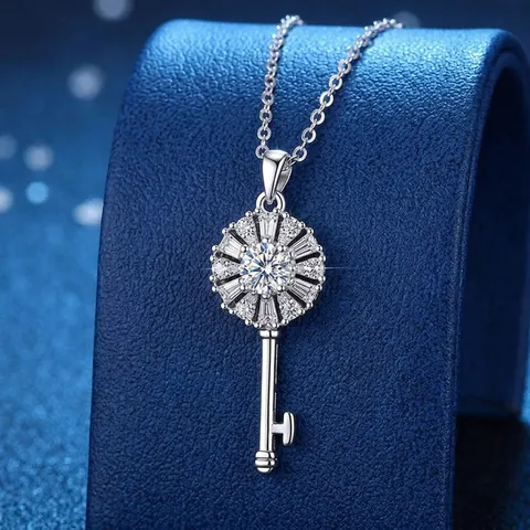 Collar Con Colgante De Llave De Corona De Plata De Ley S925 Con Moissanita Para Mujer Elegantes Joyas De Moda Collares Regalo