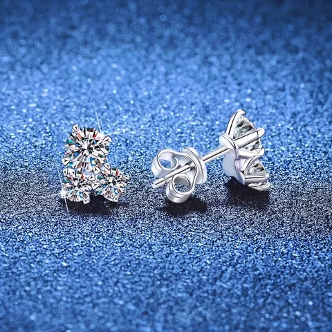 Eleganti Orecchini a Bottone in Argento Sterling S925 Moissanite per Donna Gioielli Intarsiati Asimmetrici Geometrici