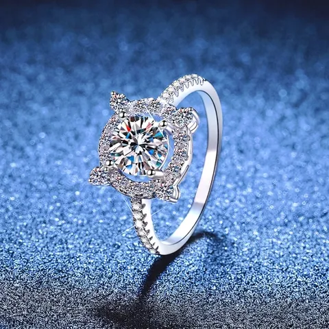 Luxe 925 Sterling Zilver Moissaniet Ring Voor Dames Halo Rond Geslepen Moissaniet Ring Verloving Huwelijksaanzoek Sieraden