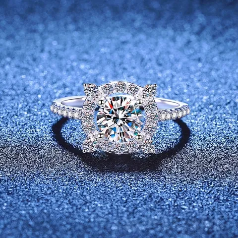 Luxe 925 Sterling Zilver Moissaniet Ring Voor Dames Halo Rond Geslepen Moissaniet Ring Verloving Huwelijksaanzoek Sieraden