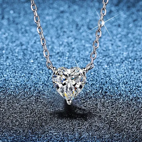 Luxury 925 Sterling Silver Heart Moissanite Necklace For Women Heart Cut Moissanite Pendant Necklace With GRA Certificate Jewelry Gift