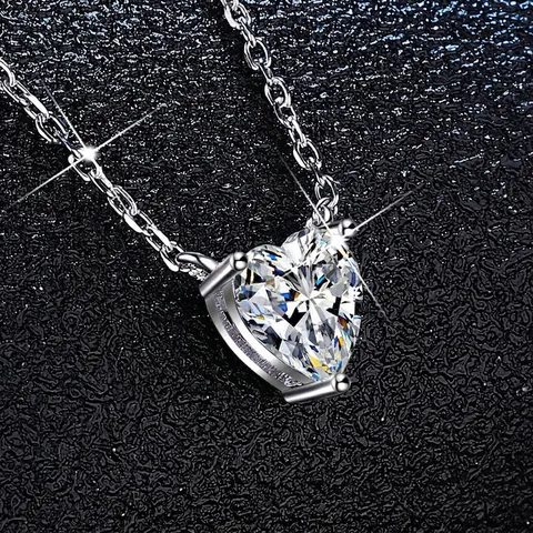 Luxury 925 Sterling Silver Heart Moissanite Necklace For Women Heart Cut Moissanite Pendant Necklace With GRA Certificate Jewelry Gift
