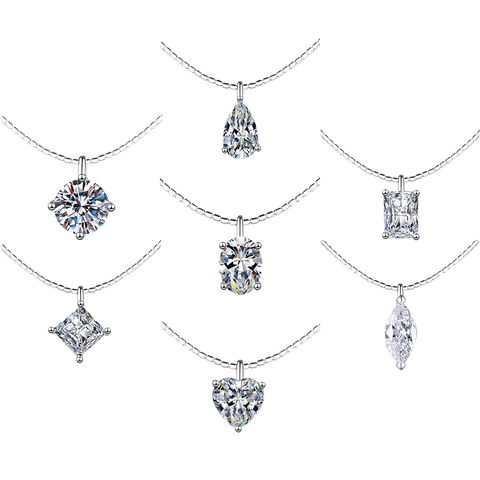 925 Sterling Silver Moissanite Necklace With GRA Certificate Round Heart Pear Radiant Cut Pendant Clavicle Chain For Women Gift