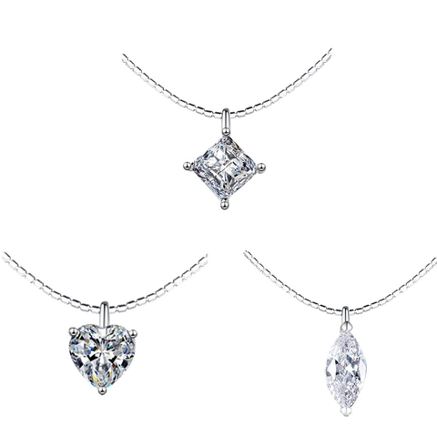 925 Sterling Silver Moissanite Necklace With GRA Certificate Round Heart Pear Radiant Cut Pendant Clavicle Chain For Women Gift