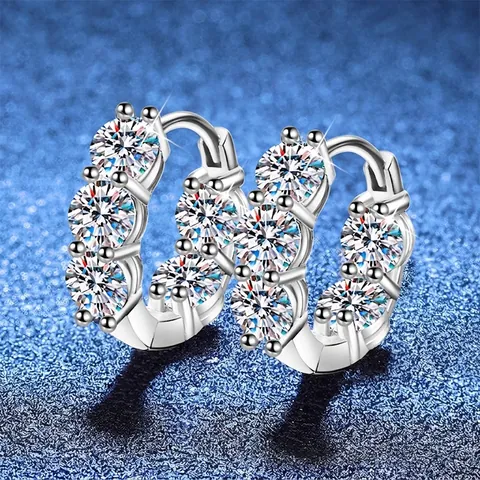 Luxury 4 Carat Moissanite U-Shaped Hoop Earrings 925 Sterling Silver Platinum Gold Plated With GRA Certificate Jewelry For Women