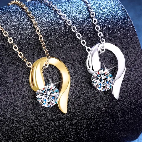 Elegant 925 Sterling Silver Moissanite Heart Pendant Necklace Romantic Inlaid White Gold Plated Delicate Fine Jewelry For Women