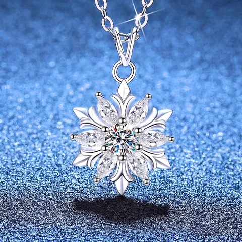 Moissanit S925 Sterlingsilber Schneeflocke Halskette Für Damen Elegant Romantisch Schmuck Mit GRA Zertifikat Jubiläumsgeschenk