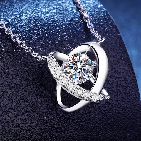 S925 Sterlingsilber Moissanit Herz Anhänger Halskette Für Damen Luxus Schmetterling Tanzendes Herz Schmuck Elegantes Geschenk