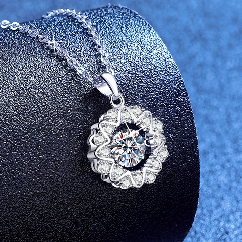 Collana a Fiocco di Neve in Argento Sterling 925 Moissanite per Donna Elegante Ciondolo a Fiore con Pietra Danzante Gioielli Regalo