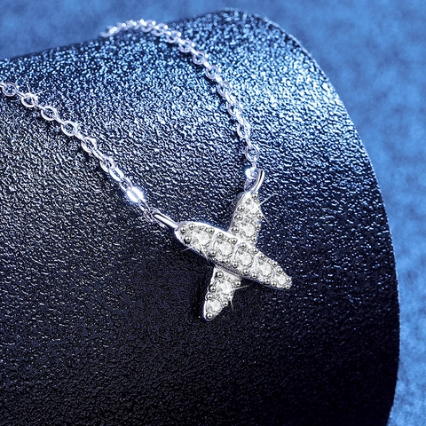 Collar de Plata de Ley 925 Moissanita para Mujer Elegante Collar con Colgante Forma X con Certificado GRA Incrustado Cadena de Clavícula Joyería Regalo