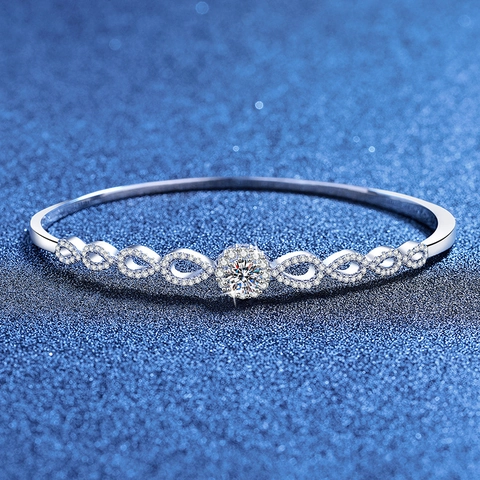925 Sterlingsilber Moissanit Armreif Für Damen Infinity Link Funkelndes Elegantes Schmuck Armband Mit GRA Zertifikat Geschenk