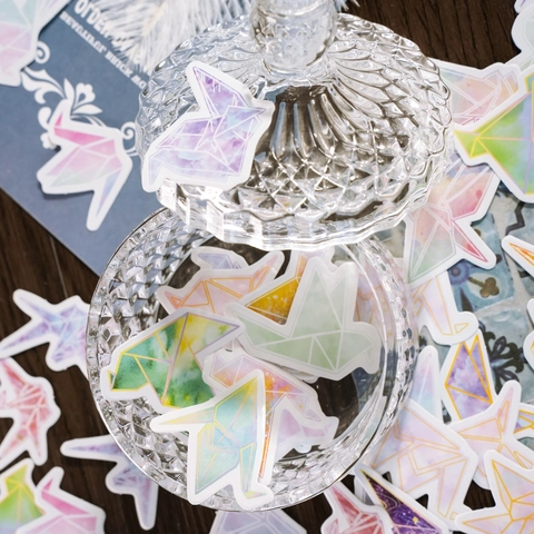 Retro Aquarell Papierkranich Aufkleber Für Scrapbooking DIY Dekorative Origami Vogel Selbstklebende Aufkleber Journal Material