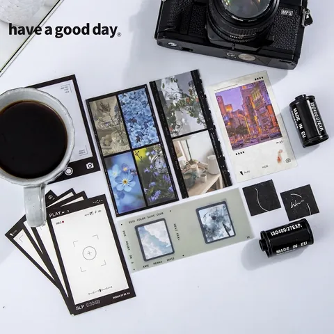 Retro Film Stijl PET Stickers Wit Kraftpapier Materiaal Bioscoop Frames Decoratieve Stickers Voor Journaling DIY