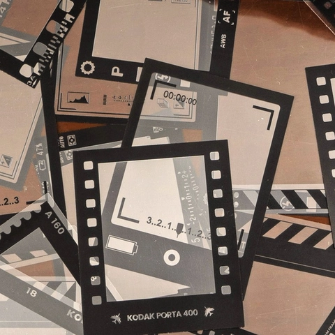 Retro PET Sticker Pack Dream Collage Series Nostalgic Film Camera Frame Scrapbooking DIY Material Decorative Ephemera