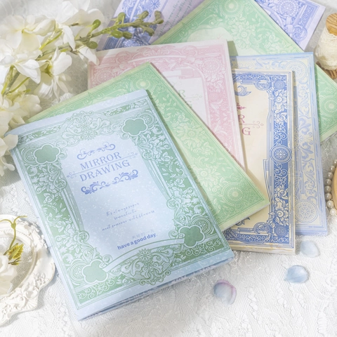 Vintage Europäische Spitze Blumen Schreibpapier Notizbuch Mirror Drawing Ästhetik Memo Pad Für Journaling Studenten Schreibwaren