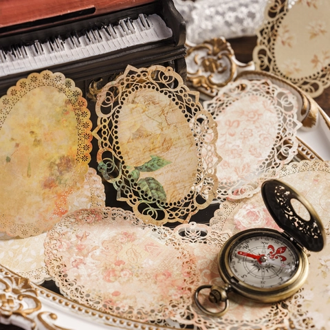 Vintage Hollow Floral Lace Paper Flowers In Bloom Series Scrapbooking Decorative Material For Journal DIY Crafting