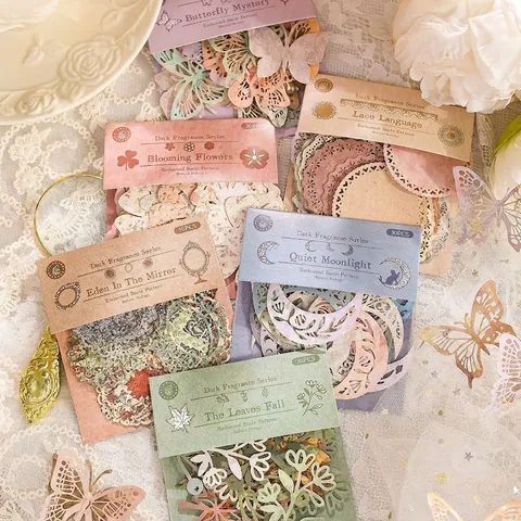 Vintage Hohl Geprägtes Scrapbooking Material Papier Für DIY Journaling Dekoration Blumen Schmetterling Muster Nordic Stil