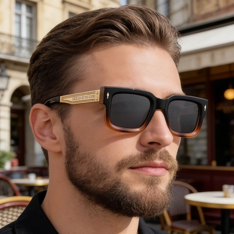 Gafas De Sol Para Hombre Marco Cuadrado Vintage Metal PC Protección UV400 Conducir Moda Callejera