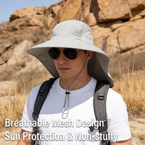 Cappello Da Sole All Aperto Con Tesa Larga Protezione Collo UPF 50 Nylon Asciugatura Rapida Traspirante Da Pesca