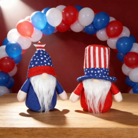 Independence Day Rudolph Gnome Plush Faceless Doll Decoration American Patriotic Stars Stripes Fabric Table Ornament Gift