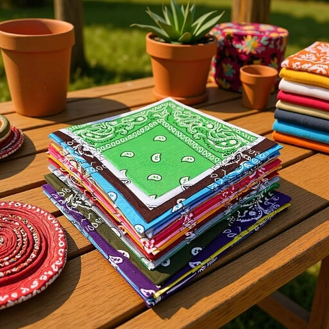 Unisex Paisley Bandana Square Scarf Polyester Multi Functional Headwear Hip Hop Hair Accessory Neck Scarf