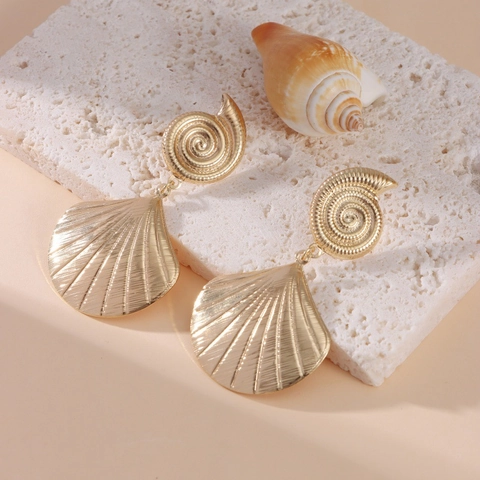 Bohemian Ozean Stil Legierung Meerschnecke Jakobsmuschel Hängeohrringe Für Damen Sommer Strandurlaub Gold Silber Statement Schmuck