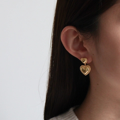 Vintage Gold Brass Geometric Drop Earrings With 925 Sterling Silver Earring Post Heart Teardrop Square Jewelry For Women