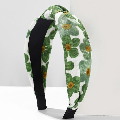 Cerchietto Largo Donna con Nodo Floreale Fascia per Capelli in Tessuto Antiscivolo Moda Fresca Accessori per Capelli da Viaggio