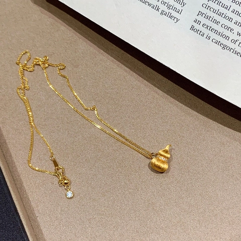 Collar de Calabaza de Plata de Ley 925 para Mujer Colgante Wulu Cepillado Vintage Con Zirconia Incrustada Joyería