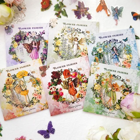 Adesivi in PET Fate dei Fiori Vintage Per Scrapbooking DIY Journaling Floreale Botanico Farfalla Set di Adesivi Decorativi