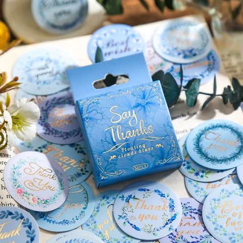 Retro Blumenkranz Danke Aufkleber Goldprägung Runde Dekorative Siegel Etiketten Für Scrapbooking Geschenkverpackung Umschlag Dekor
