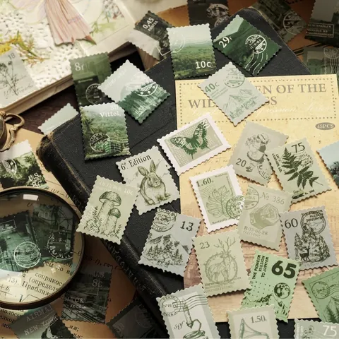 Vintage Postage Stamp Decorative Sticker Pack Landscape Impression Series Paper Materials For DIY Scrapbooking Diary Journaling Art Craft