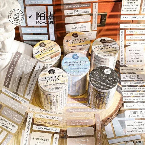 Vintage English Quotes Decorative Washi Tape Aesthetic Coated Paper Die-Cut Scrapbooking Tape For DIY Journaling Crafting