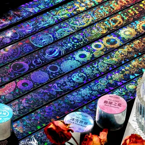 Holografisches PET Laser Silber Dekoband Goldener Traum Serie Für Journaling Scrapbooking DIY Handwerk Material Aufkleber