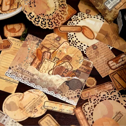 Paquete de Material para Scrapbooking Serie Vintage Coffee Town Papel Decorativo para Diario DIY Pegatinas Washi Suministros de Arte