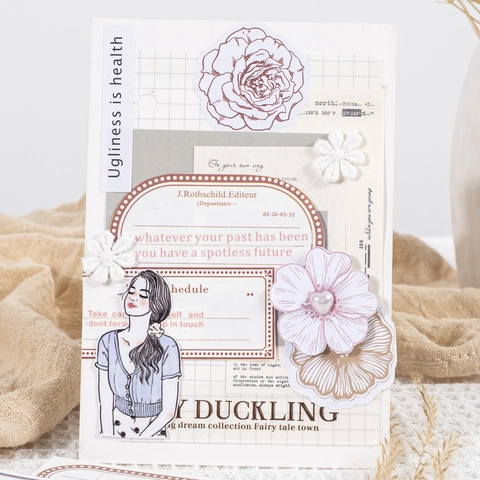 Bloc de Notas de Borde de Papel Especial Vintage Papel de Material de Scrapbooking Retro Bloc de Notas No Adhesivo para Journaling