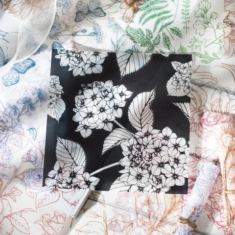 Nordic Style Vellum Material Paper Vintage Printed Floral Butterfly Pattern For Scrapbooking DIY Hand Account Journal Decor