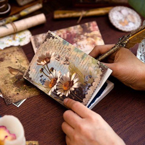 Vintage Scrapbooking Supplies Kit Botanical Floral Aesthetic Journaling Decoration Retro Washi Stickers Paper Junk Journal DIY Art Craft Accessories Stationery Gift