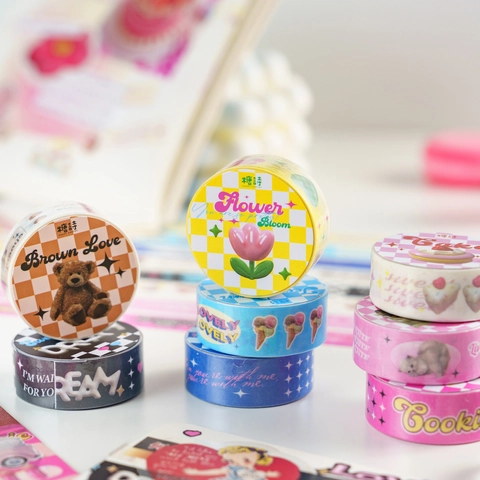 Cute Cartoon Washi Tape For Journaling Decorative Adhesive Paper Tape With Heart Animal Dessert Patterns For Scrapbooking DIY Crafts