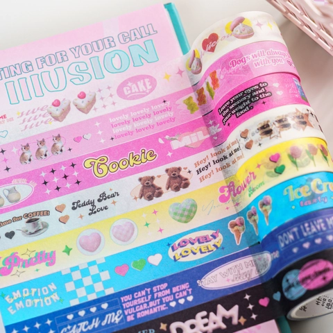 Cute Cartoon Washi Tape For Journaling Decorative Adhesive Paper Tape With Heart Animal Dessert Patterns For Scrapbooking DIY Crafts